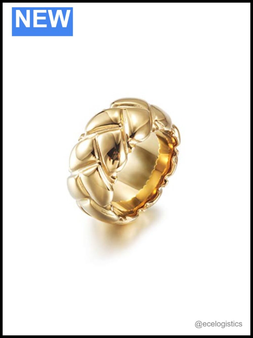 CIUNOFOR Crush Wide Band Ring Women Chunky Stackable Statement Ring Sizes 6-9